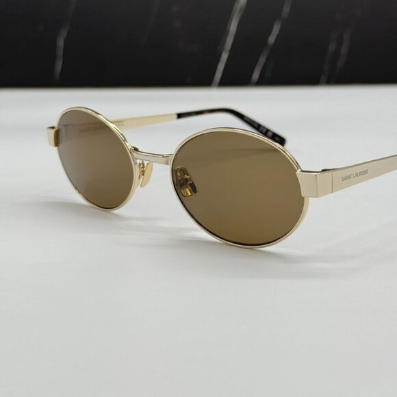 NEW SAINT LAURENT SL692 004 SUNGLASSES WOMEN OVAL GOLD EYEWEAR SL 692 004 - Picture 7 of 13